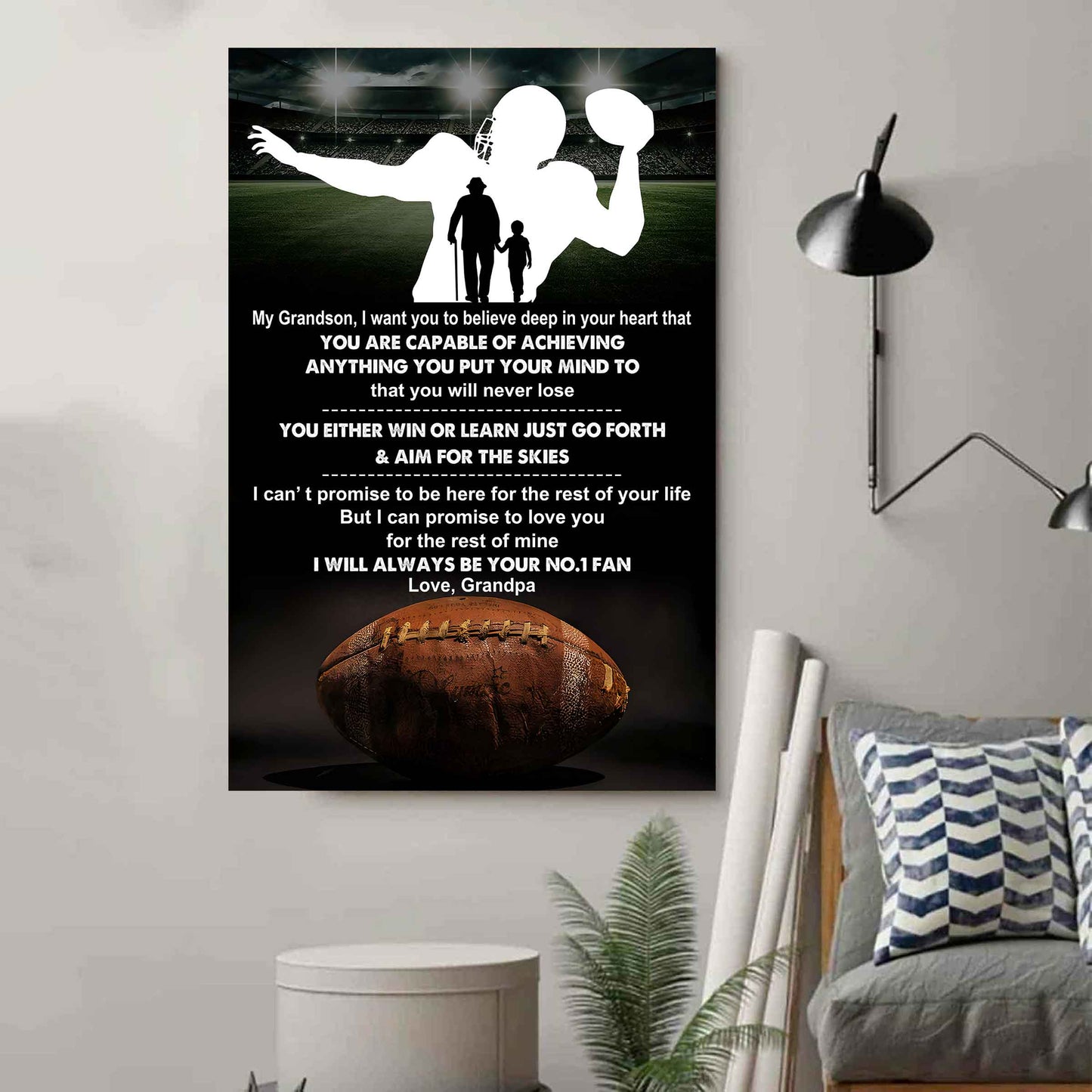 Tennis Poster Canvas Granpa To Grandson - That You Will Never Lose You Either Win Or Learn I Will Always Your No 1 Fan