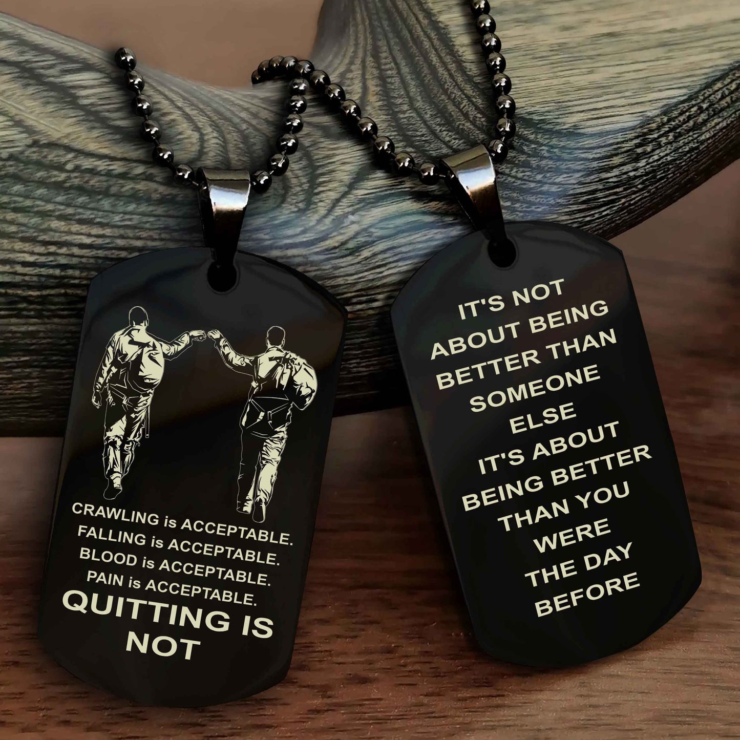 Spartan Double Sided Dog Tag Quiting Is Not It Is About Being Better Than You Were The Day Before