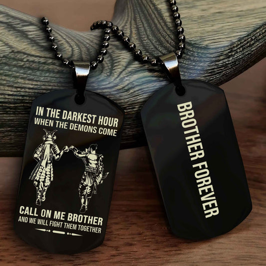 Samurai customizable engraved black dog tag double sided gift from brother, brother forevers