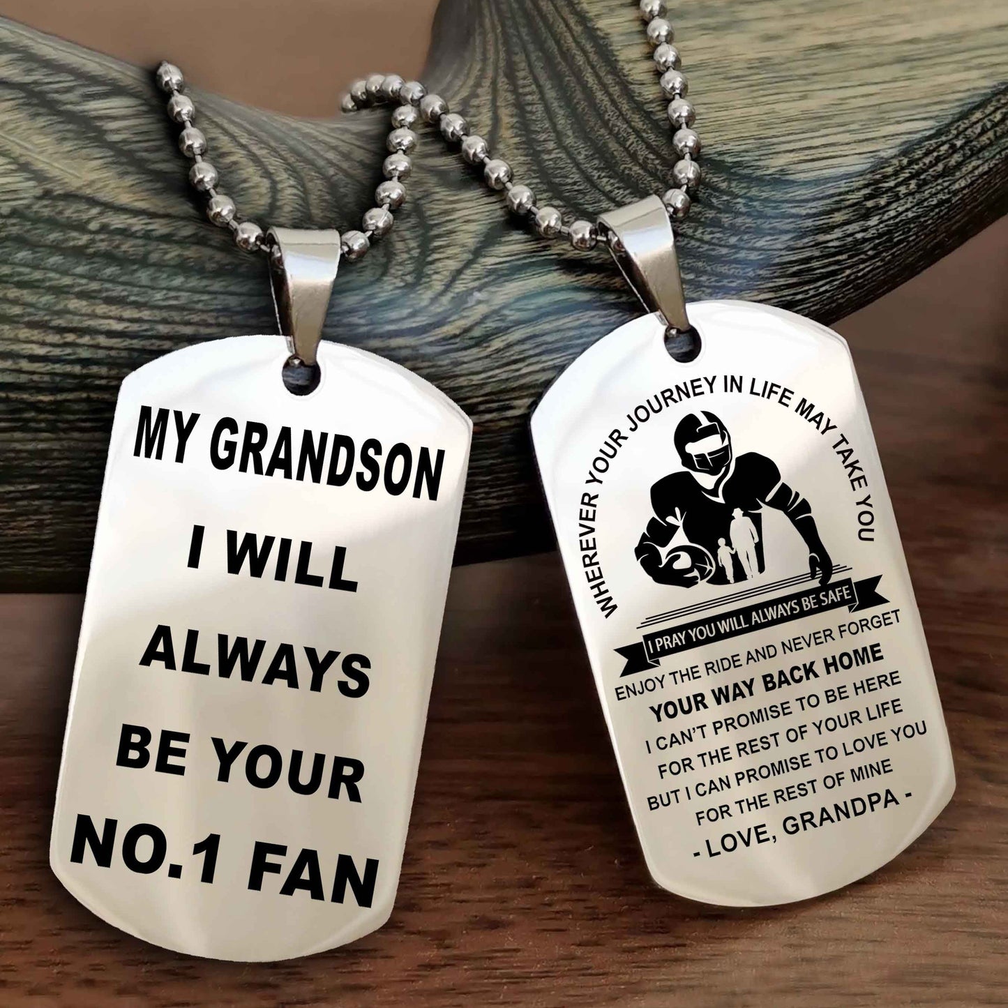 Sport Double Sided Dog Tag To My Son I Will Always Be Your No 1 Fan - Never Forget Your Way Back Home