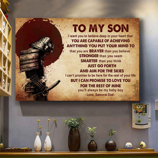 Samurai Poster Canvas Just Go Forth And Aim For The Skies From Dad To Son Gift For Your Son