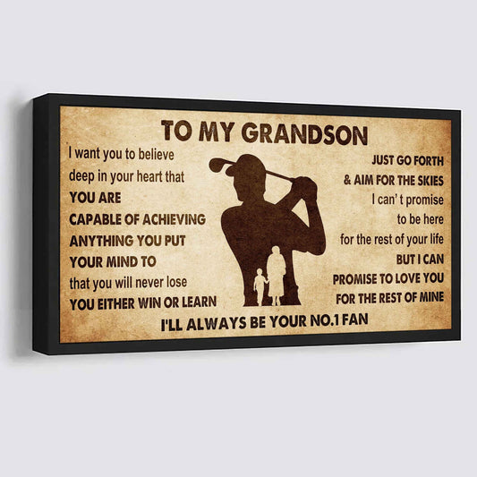 Personalized Sport Baseball Poster Canvas I'll Be Your No 1 Fan Grandma To Grandson - You Will Never Lose You Either Win Or Learn