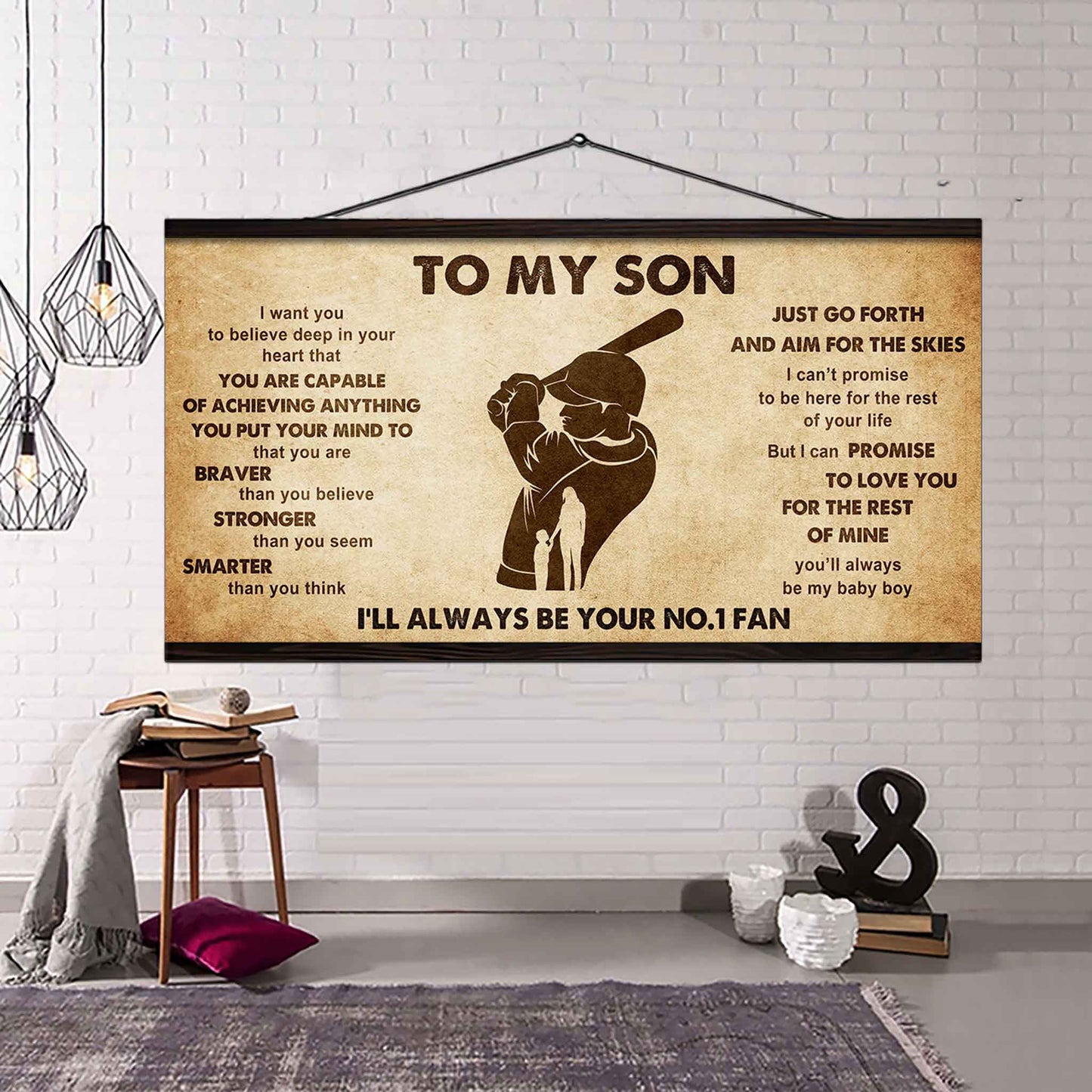 Personalized Sport Poster Canvas I'll Be Your No 1 Fan Mom To Son - That You Are Braver Than You Believe Just Go Forth