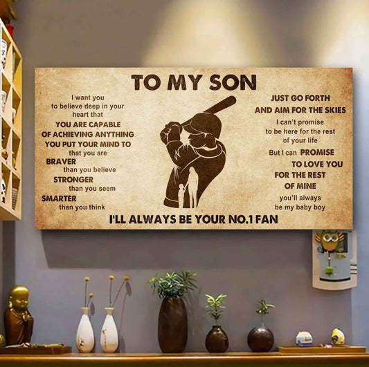 Personalized Sport Poster Canvas I'll Be Your No 1 Fan Mom To Son - That You Are Braver Than You Believe Just Go Forth