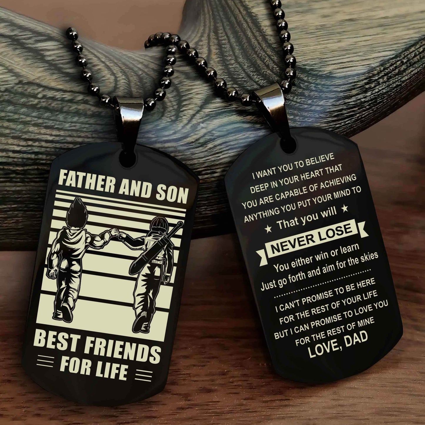 Viking Personalized Double Sided Dog Tag Silver To My Son I Love You - You Will Never Lose You Either Win Or Learn From Dad To Son