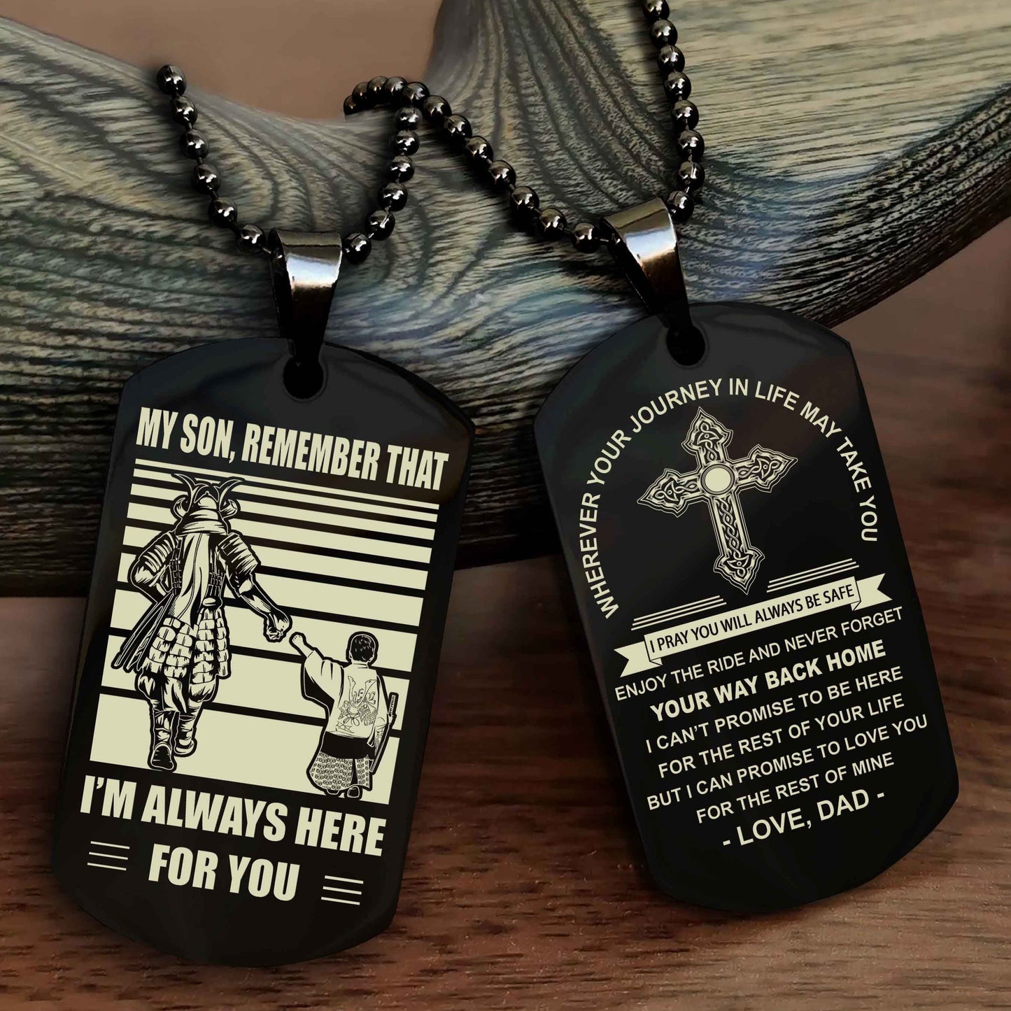 DRB Cross Double Sided Dog Tag My Son Remember That - Gift For Son Enjoy The Ride Never Forget Your Way Back Home