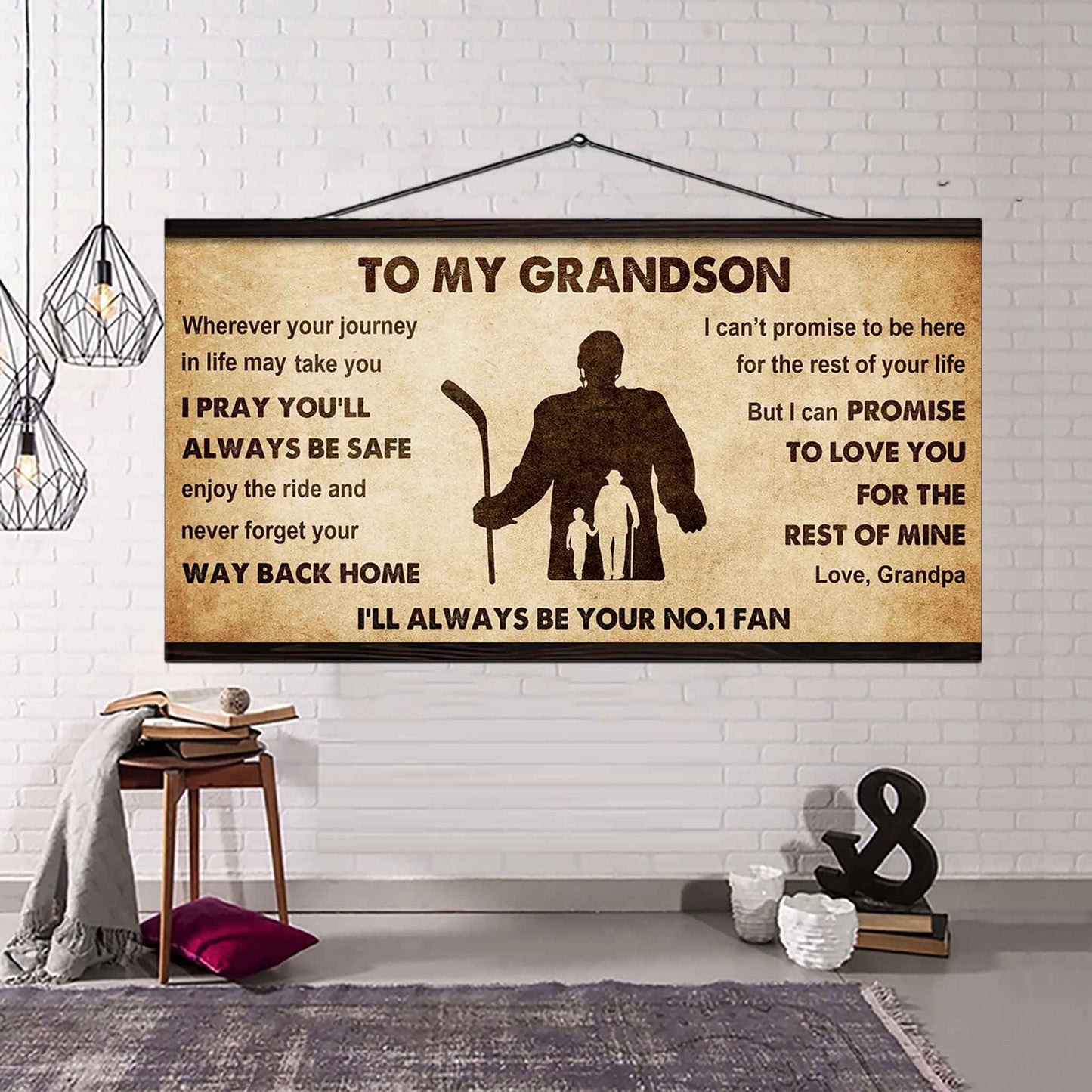 Personalized Sport Poster Canvas I'll Be Your No 1 Fan Grandpa To Grandson - Never Forget Your Way Back Home