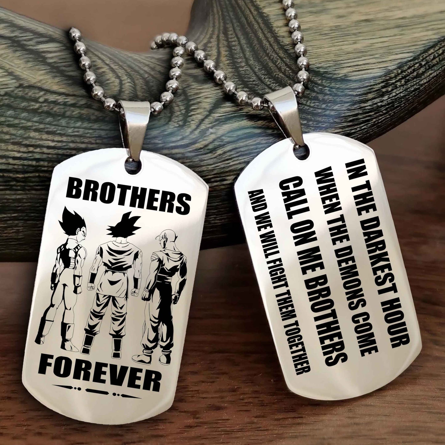 Samurai Engraved Double Sided Dog Tag Call On Me Brother NAG Brothers Forever We Will Fight Them Together