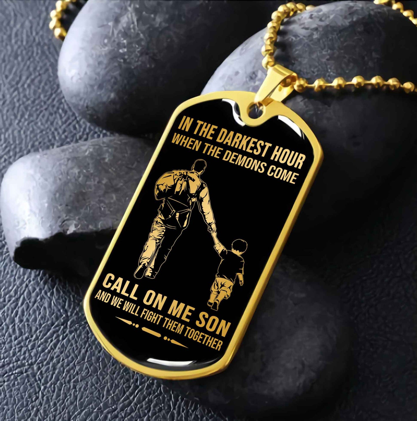 DRB Military Chain Silver Plated 18K Gold Plated Call On Me Son Gift For Your Son