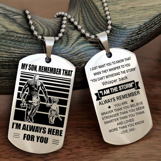 DRB Personalized Double Sided Dog Tag My Son Remember That I Will Always Here Whisper Back I Am The Storm
