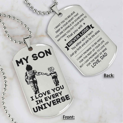 DRB Personalized Double Sided Dog Tag To My Son Never Forget That I Love You - You Will Never Lose You Either Win Or Learn