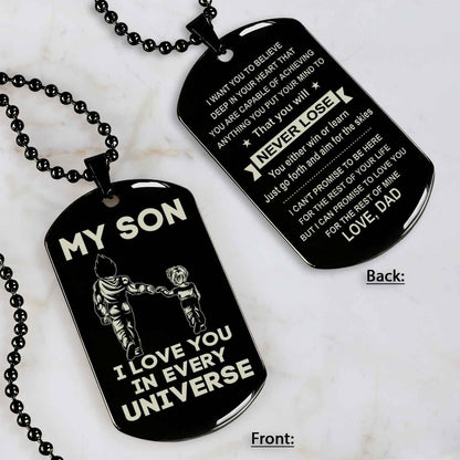 DRB Personalized Double Sided Dog Tag To My Son Never Forget That I Love You - You Will Never Lose You Either Win Or Learn