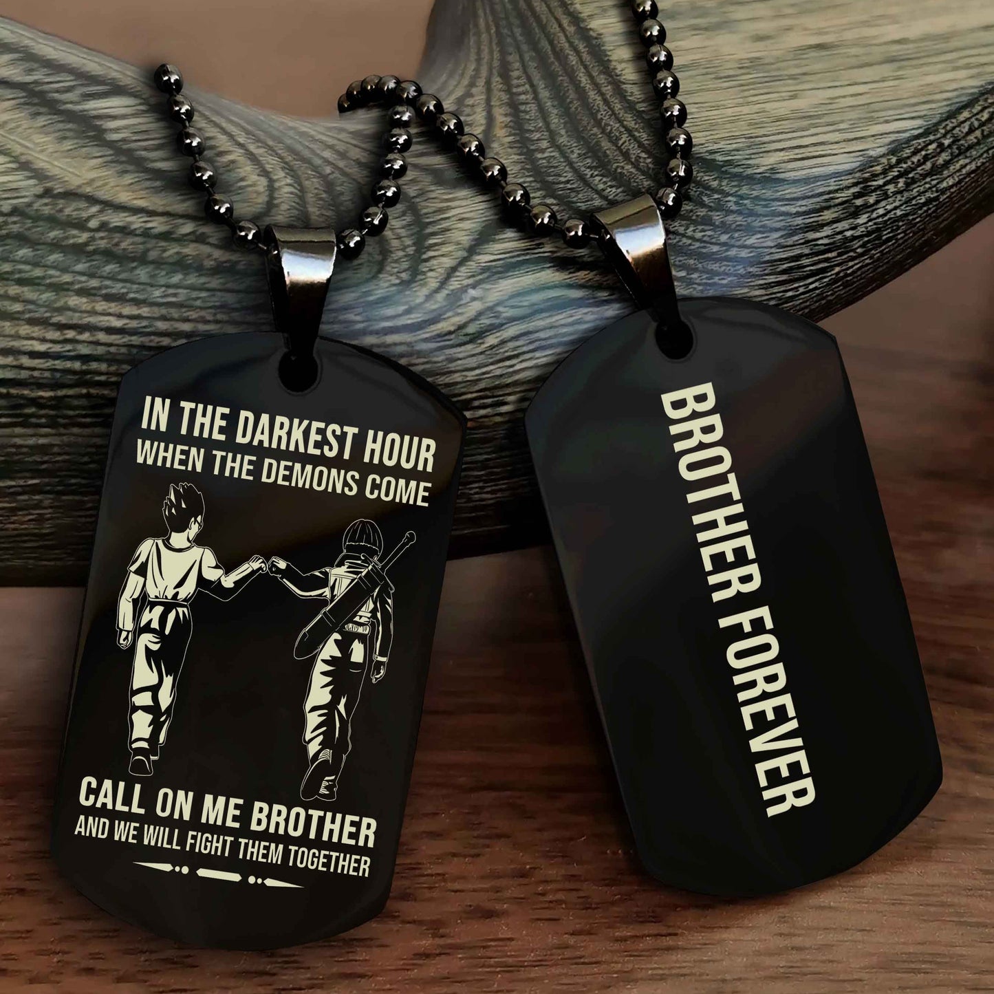 Cowboy Customizable engraved black dog tag double sided gift from brother, brother forevers