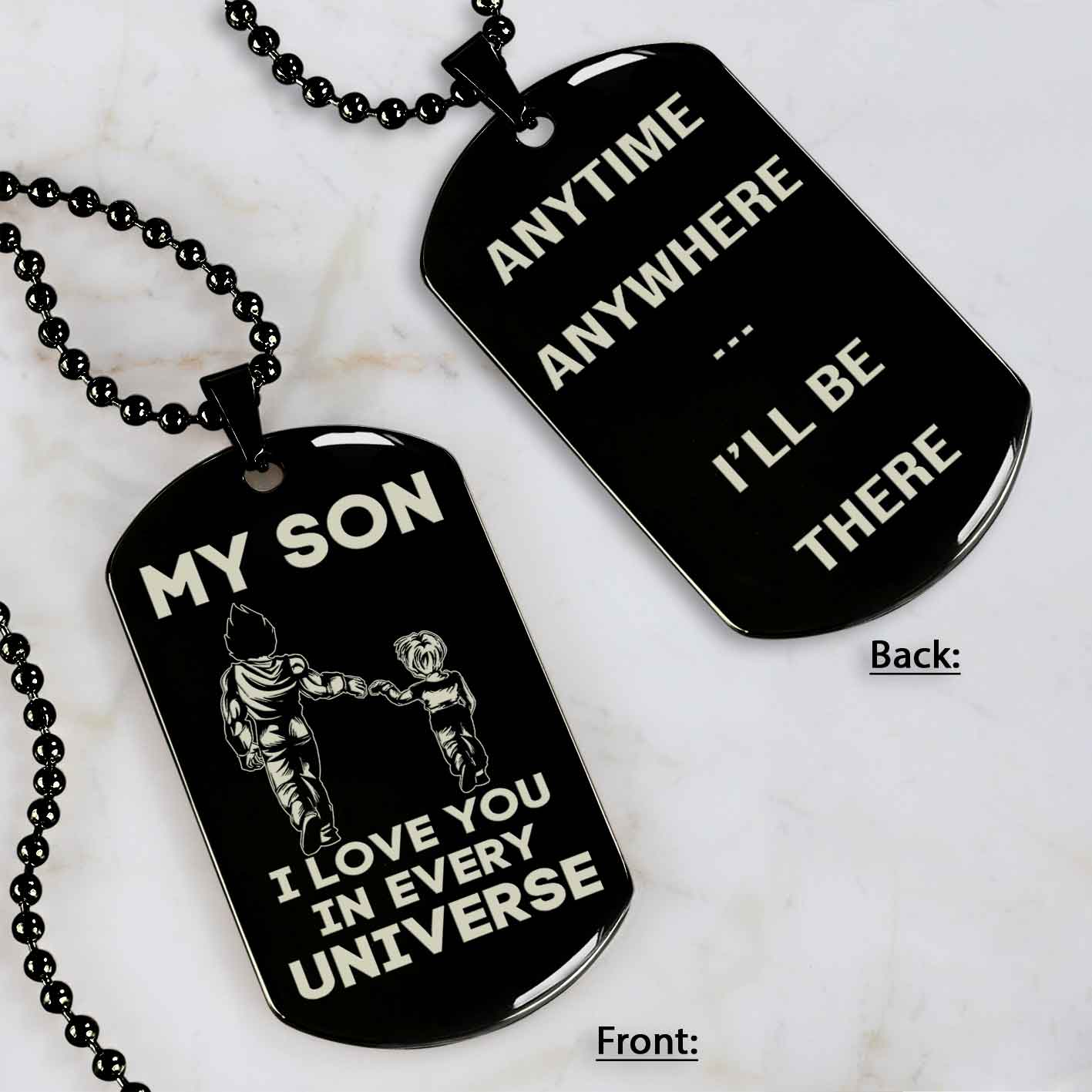 DRB Personalized Double Sided Dog Tag To My Son Never Forget That I Love You - Anytime Anywhere I Will Be There