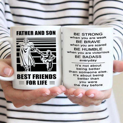 Soldier Be strong-Personalized Mug Father And Son Best Friends For Life - Message on the back side