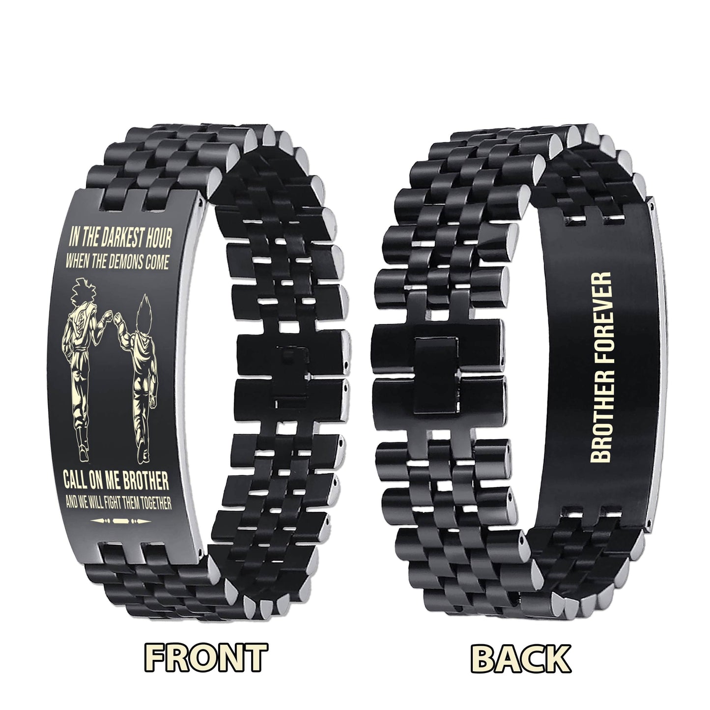 Knight templar brother Forever Customizable engraved brother bracelet double sided gift from brother, in the darkest hour, When the demons come call on me brother and we will fight them together