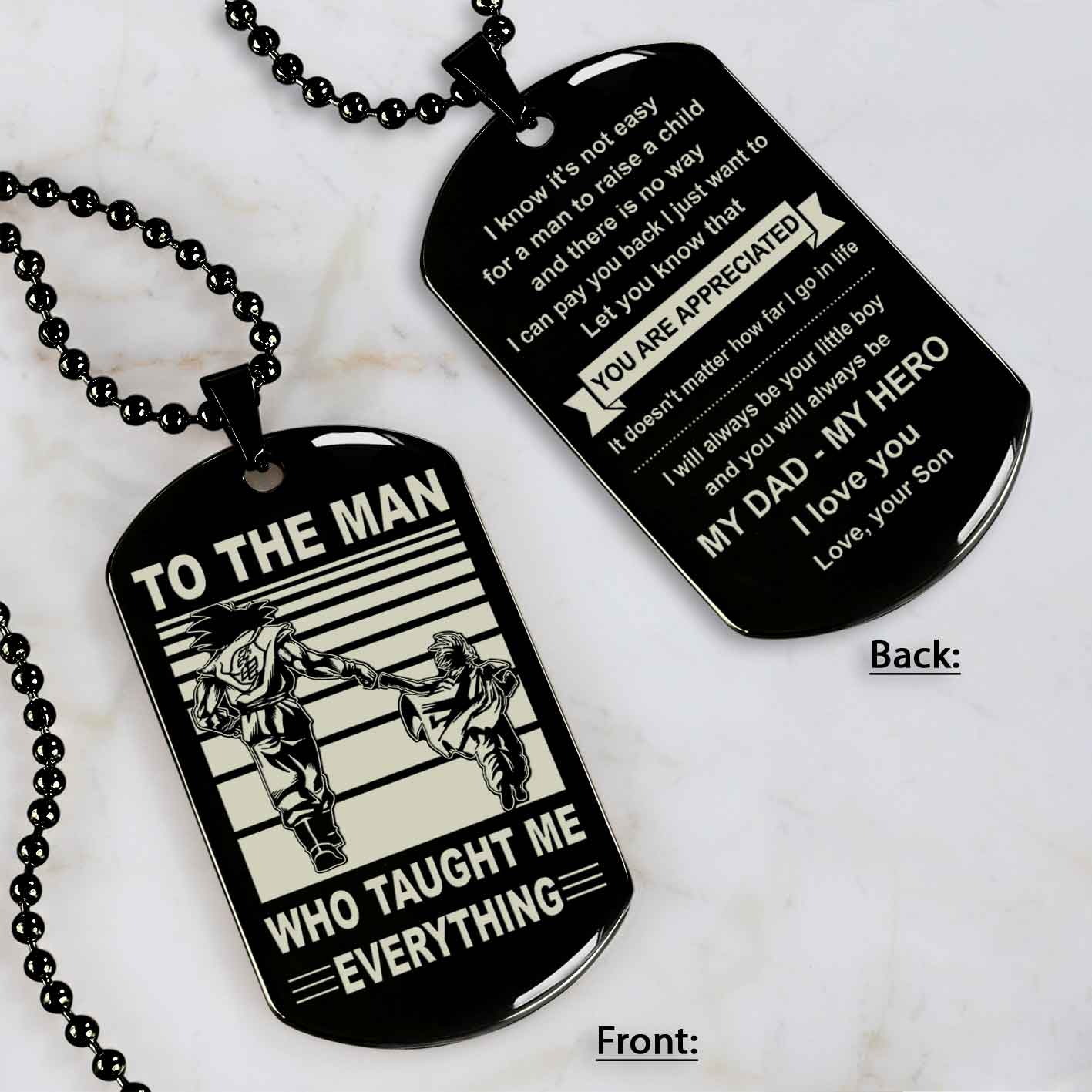 Biker Double Side Dog Tag To The Man Who Taught Me Everything - You Are My Hero Gift From Son To Dad Father's Day Gift