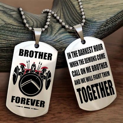 Samurai Personalized Double Sided Dog Tag For My Brother - Call On Me Brother And We Will Fight Them Together Gift For Your Friend