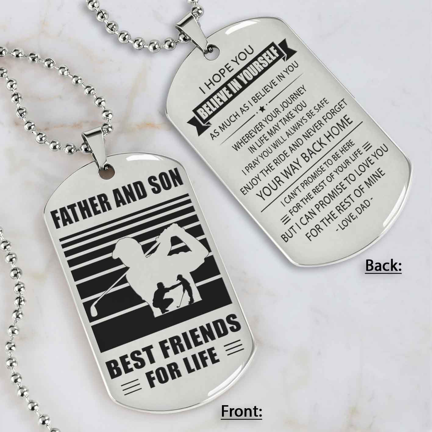 Silver Version Basketball Personalized Double Sided Dog Tag Father And Son Best Friends For Life  Message on the back side