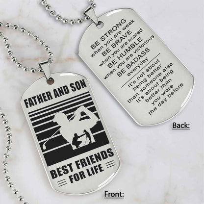 Silver Version Basketball Personalized Double Sided Dog Tag Father And Son Best Friends For Life  Message on the back side
