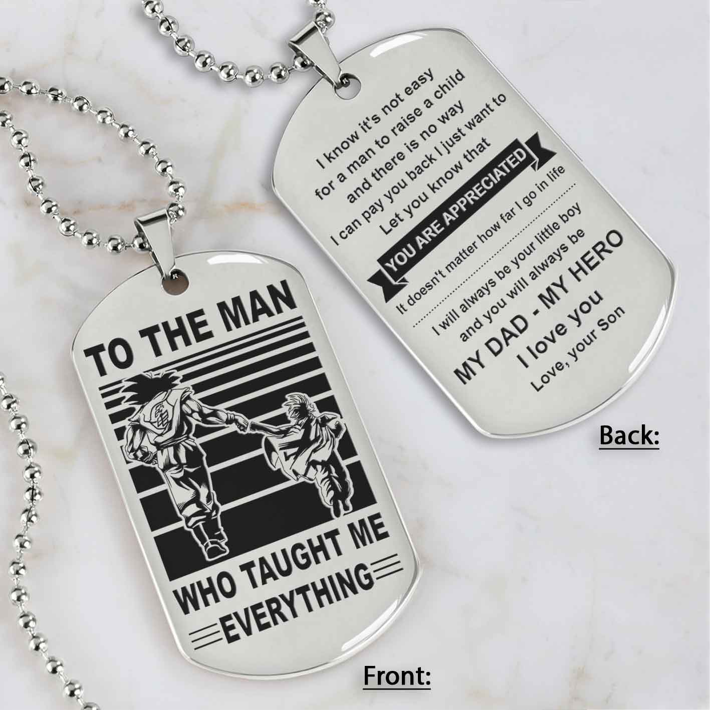Biker Double Side Dog Tag To The Man Who Taught Me Everything - You Are My Hero Gift From Son To Dad Father's Day Gift