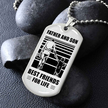 GK_GHL Military Chain Silver Plated 18K Gold Plated Father And Son Best Friend For Life Gift For Your Son