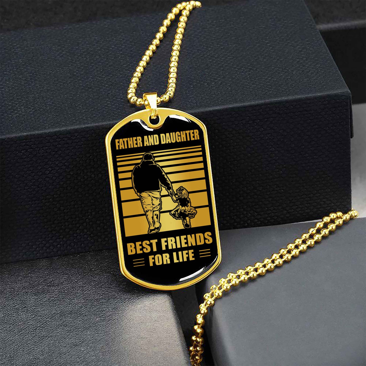 GK_GHL Military Chain Silver Plated 18K Gold Plated Father And Son Best Friend For Life Gift For Your Son