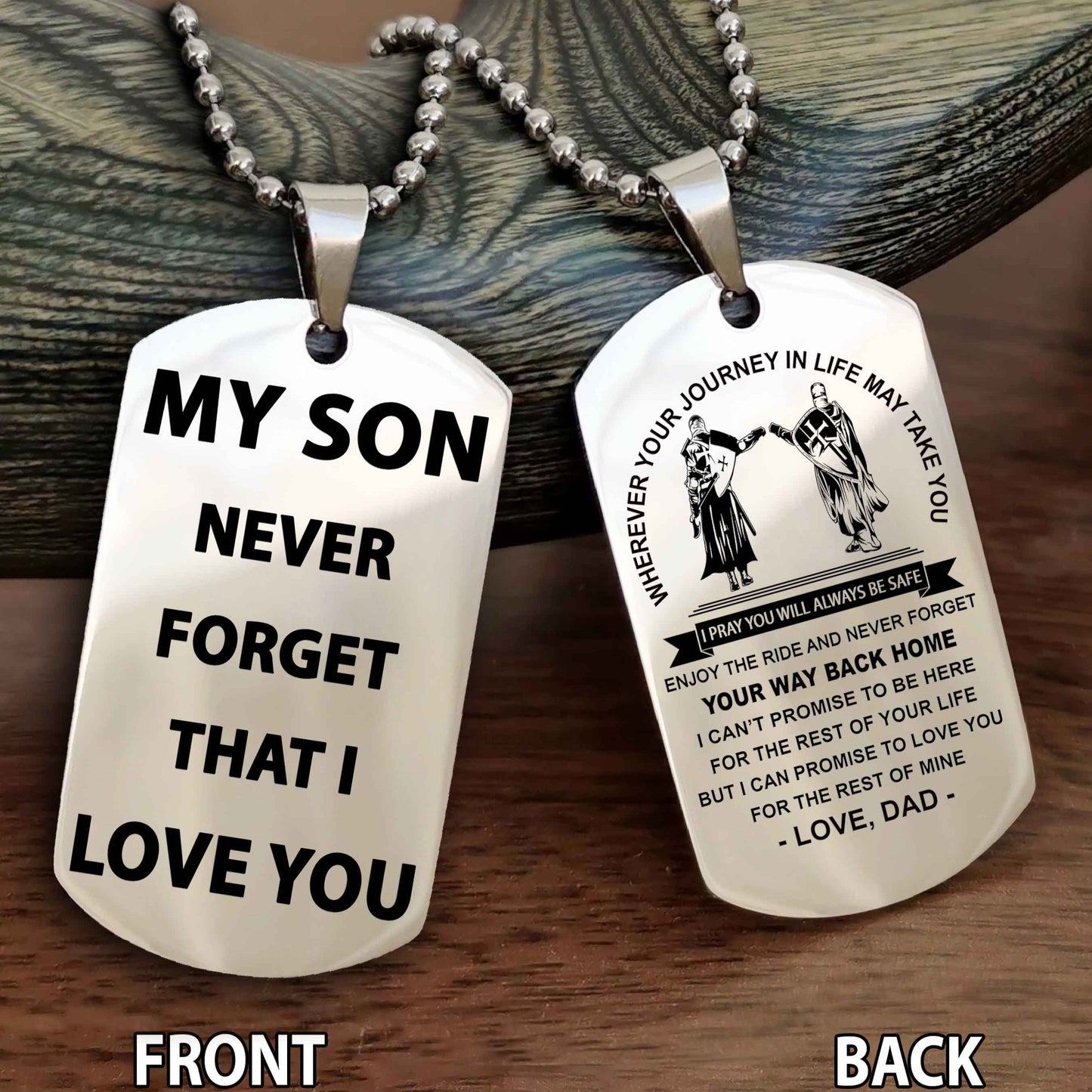 Samurai Double Sided Dog Tag To My Son Never Forget That I Love You - Gift For Son Never Forget Your Way Back Home