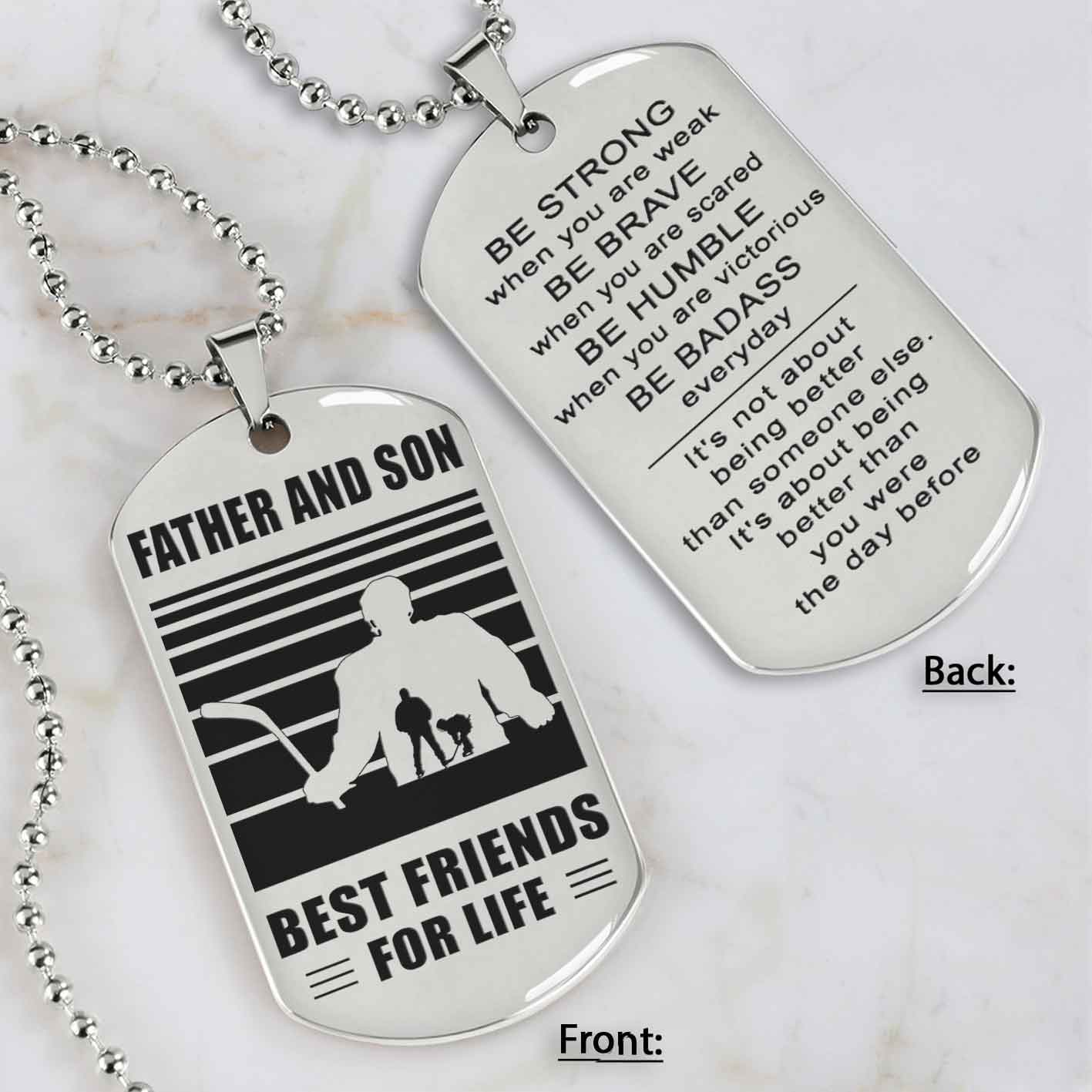 Silver Version Basketball Personalized Double Sided Dog Tag Father And Son Best Friends For Life  Message on the back side