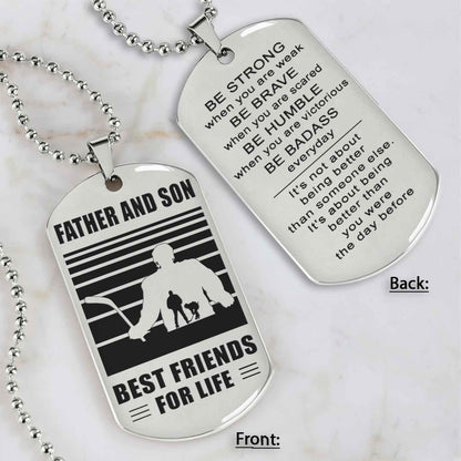 Silver Version Basketball Personalized Double Sided Dog Tag Father And Son Best Friends For Life  Message on the back side
