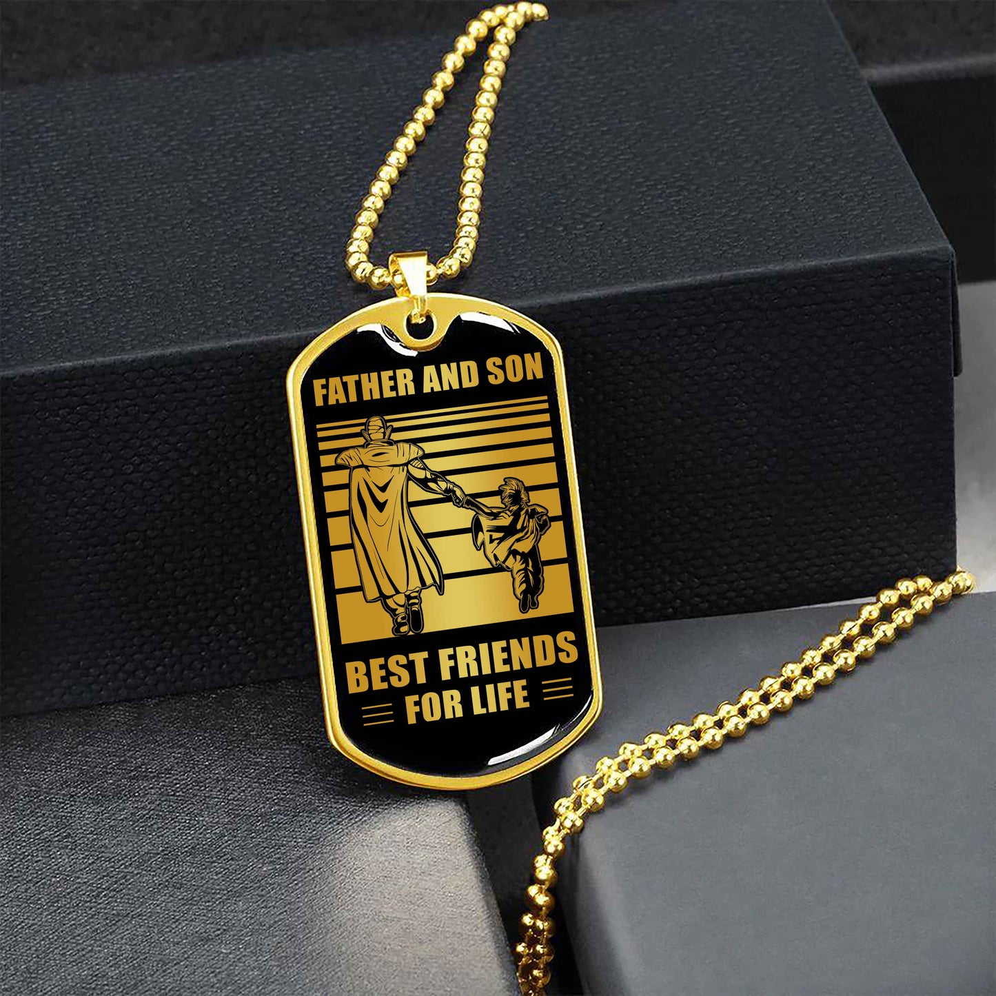 KN Military Chain Silver Plated 18K Gold Plated Father And Son Best Friend For Life Gift For Your Son
