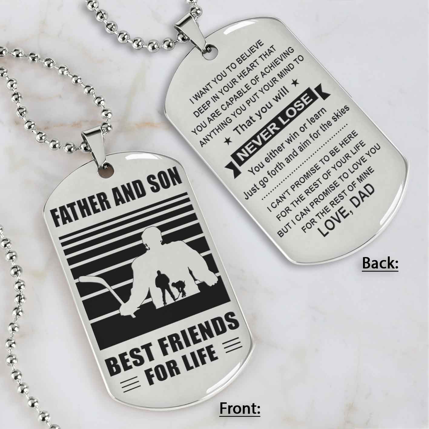 Silver Version Basketball Personalized Double Sided Dog Tag Father And Son Best Friends For Life  Message on the back side