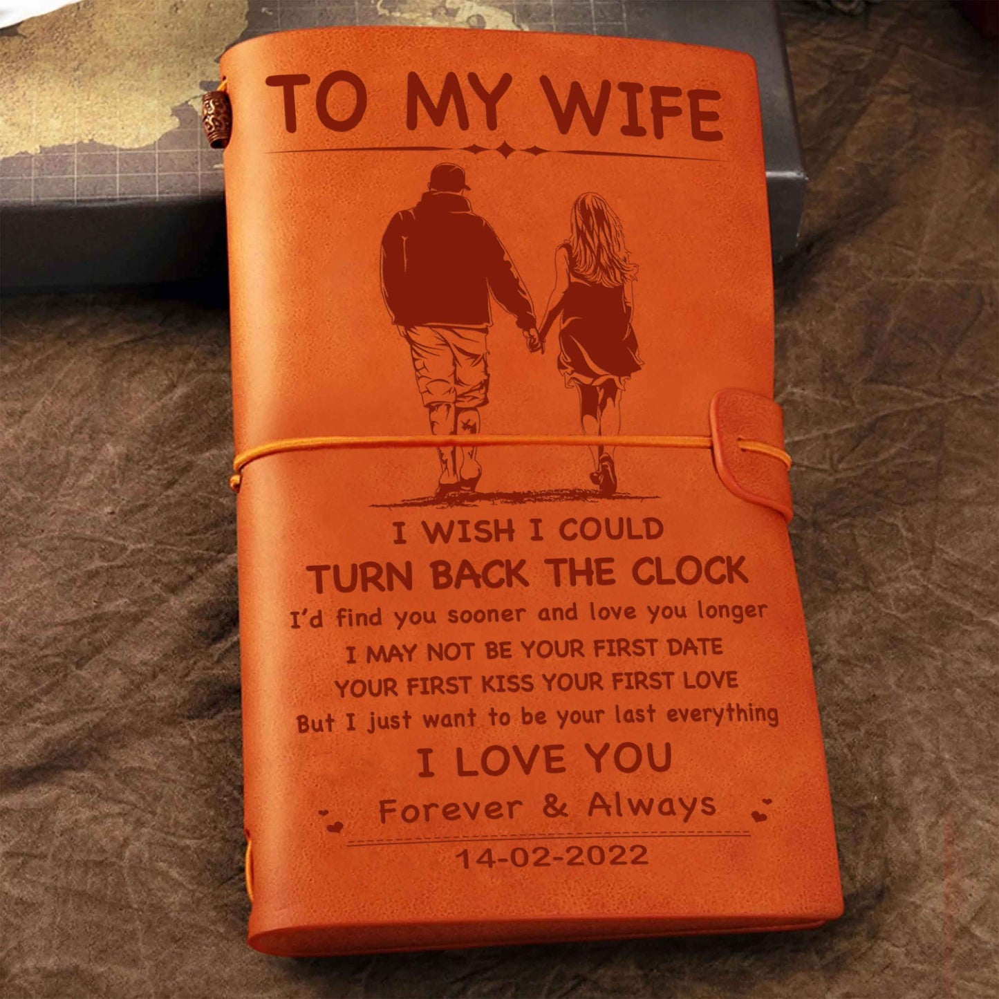 Valentines gifts Vintage Journal Husband to Wife I wish i could turn back the clock I love you forever and always
