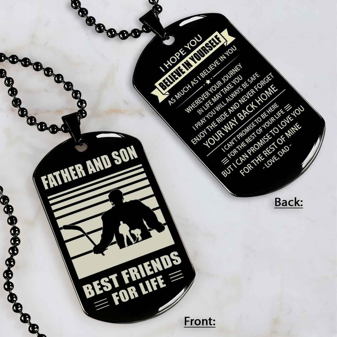Basketball Personalized Double Sided Dog Tag Father And Son Best Friends For Life Message on the back side New Version