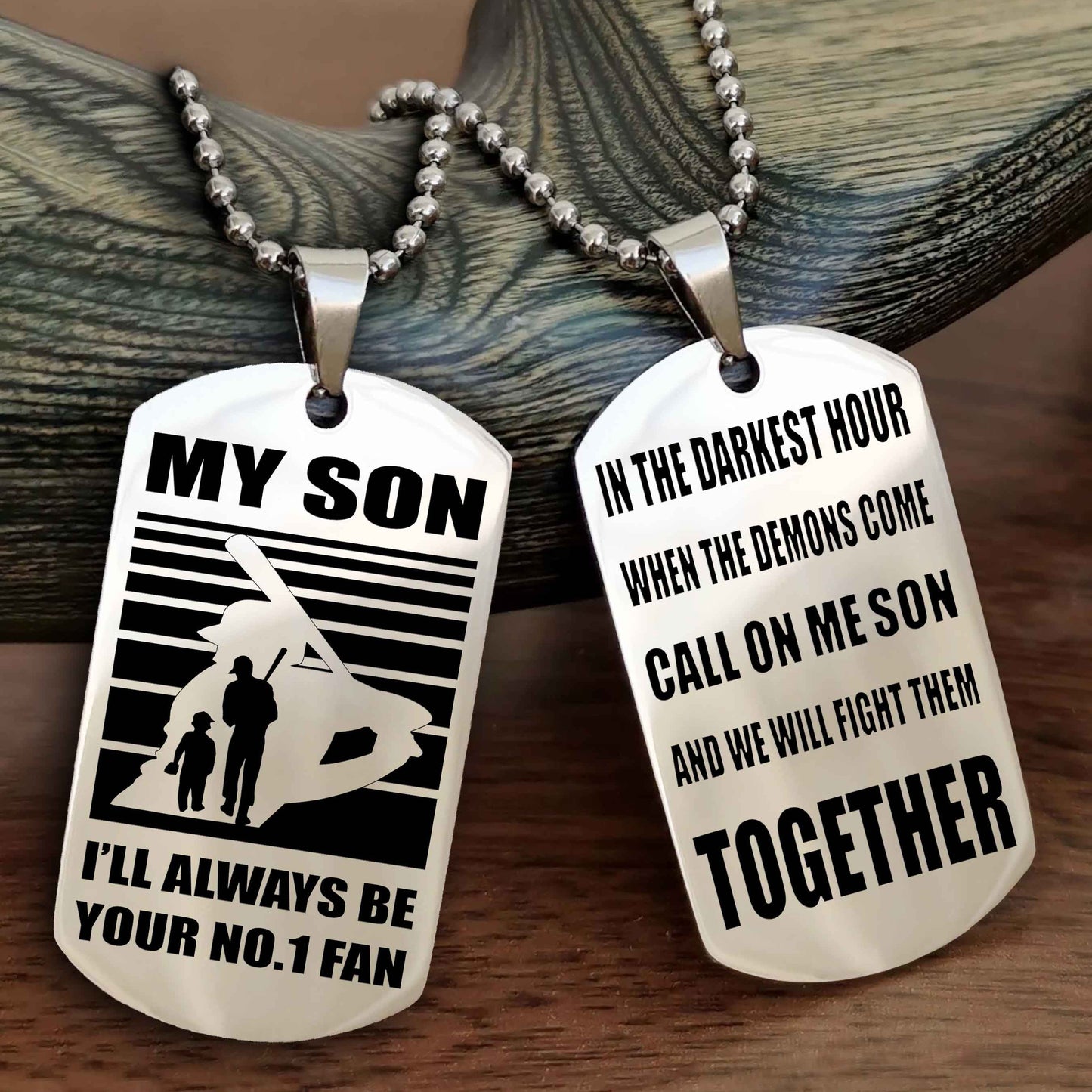 Sport Personalized Double Sided Dog Tag I Will Always Be Your No 1 Fan - Call On Me Son From Dad And Mom