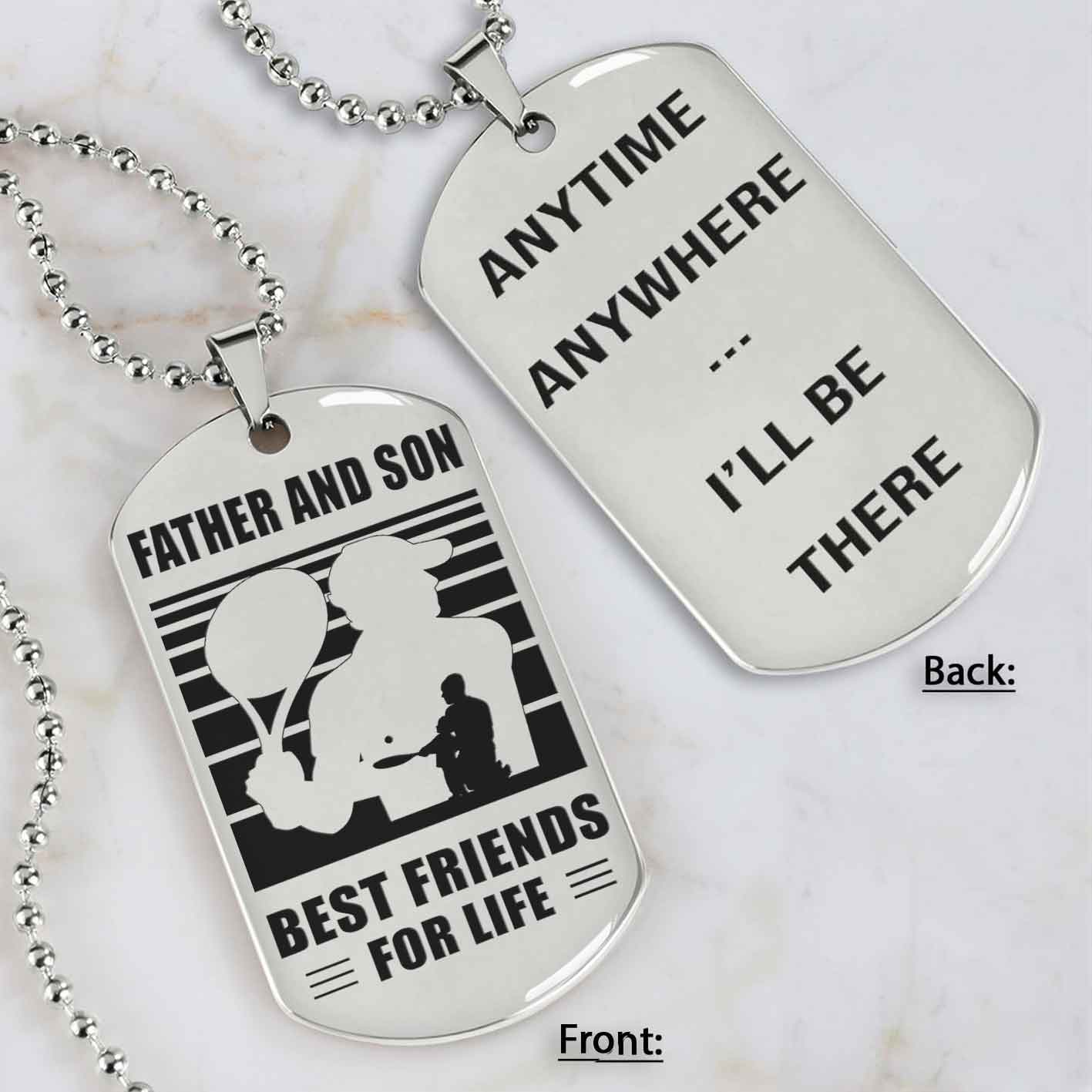 Silver Version Basketball Personalized Double Sided Dog Tag Father And Son Best Friends For Life  Message on the back side