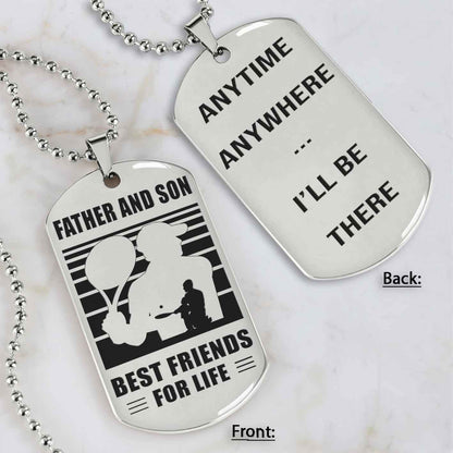 Silver Version Basketball Personalized Double Sided Dog Tag Father And Son Best Friends For Life  Message on the back side
