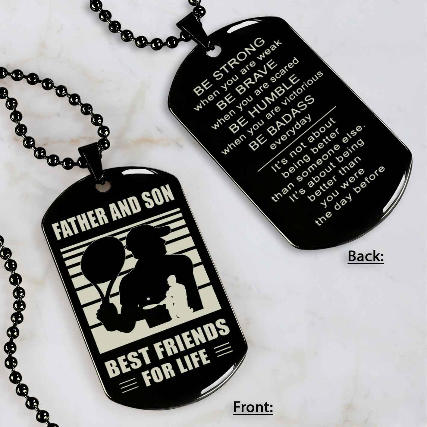 Basketball Personalized Double Sided Dog Tag Father And Son Best Friends For Life Message on the back side New Version