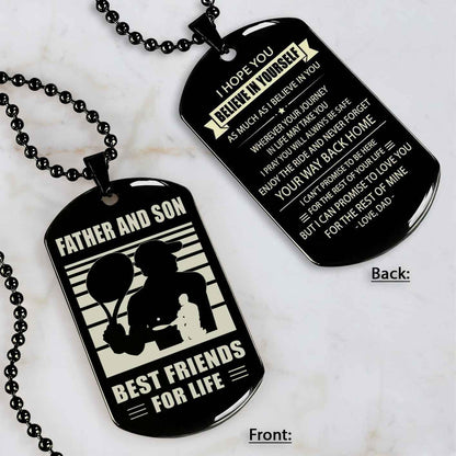 Basketball Personalized Double Sided Dog Tag Father And Son Best Friends For Life Message on the back side New Version