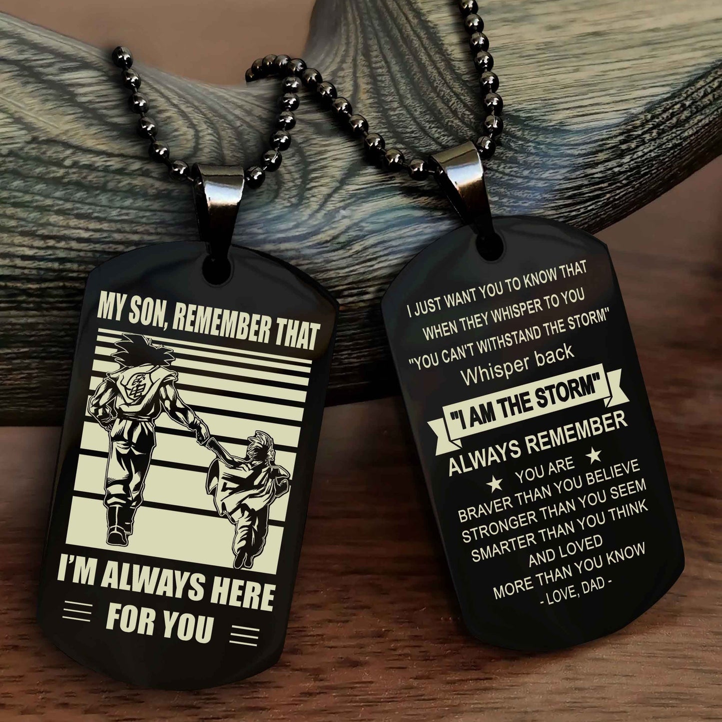 Biker Personalized Double Sided Dog Tag My Son Remember That I Will Always Here Whisper Back I Am The Storm