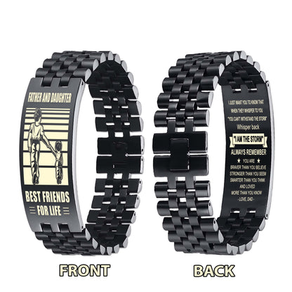 Viking Be strong-Personalized Double Sided Bracelet Father And Son Best Friends For Life - Message on the back side-Be strong