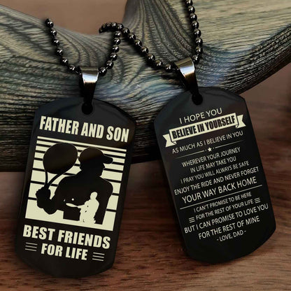 Sport Personalized Double Sided Dog Tag Father And Son Best Friend For Life - Never Forget Your Way Back Home