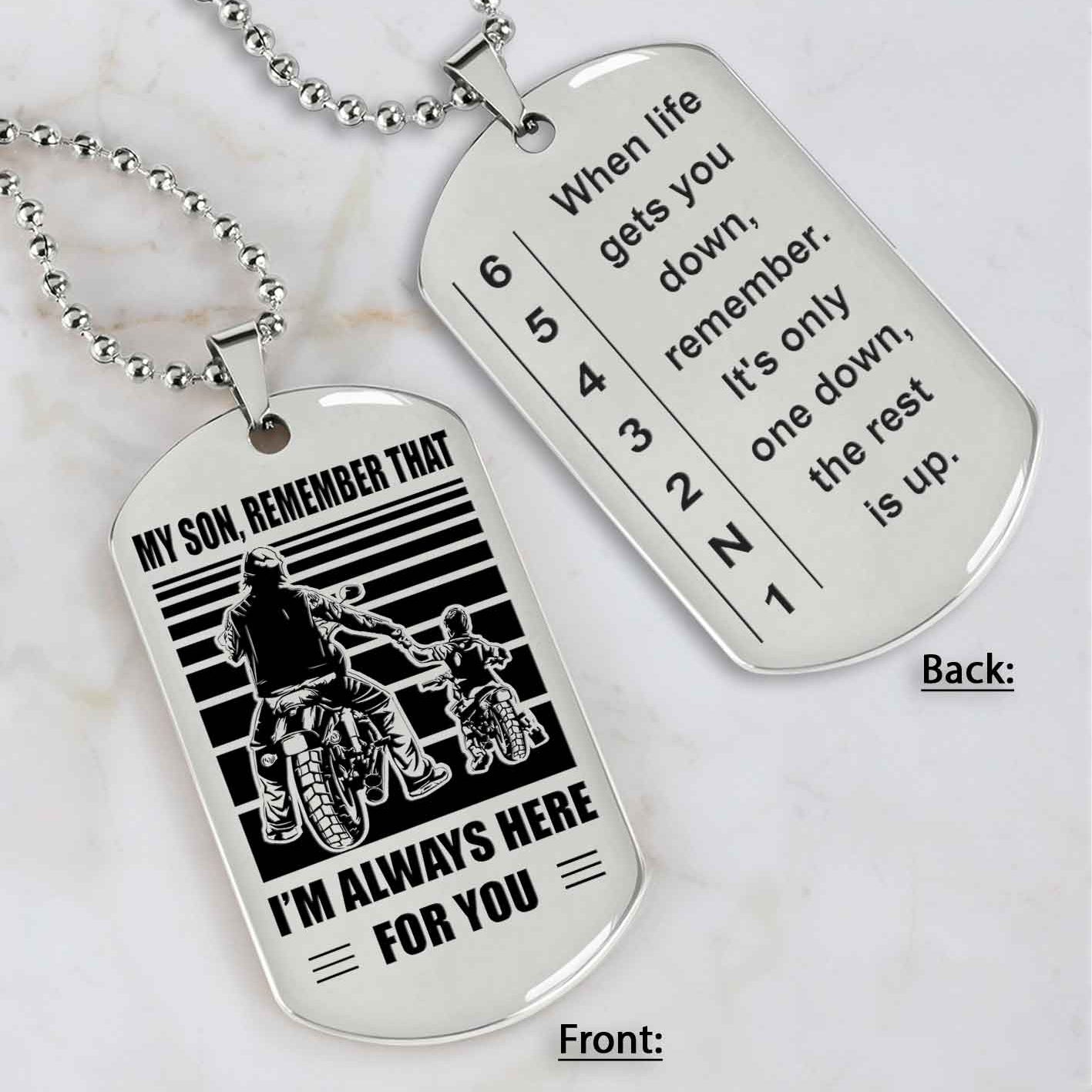 Biker Dog tag to Son It Is Not About Being Better Than Someone Else - Be Strong When You Are Weak