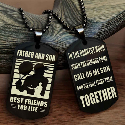Sport Personalized Double Sided Dog Tag Father And Son Best Friend For Life - Call On Me Son