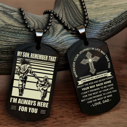 Samurai Cross Double Sided Dog Tag My Son Remember That - Gift For Son Enjoy The Ride Never Forget Your Way Back Home