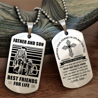 Samurai Cross Double Sided Dog Tag Father And Son Best Friend For Life - Gift For Son Never Forget Your Way Back Home