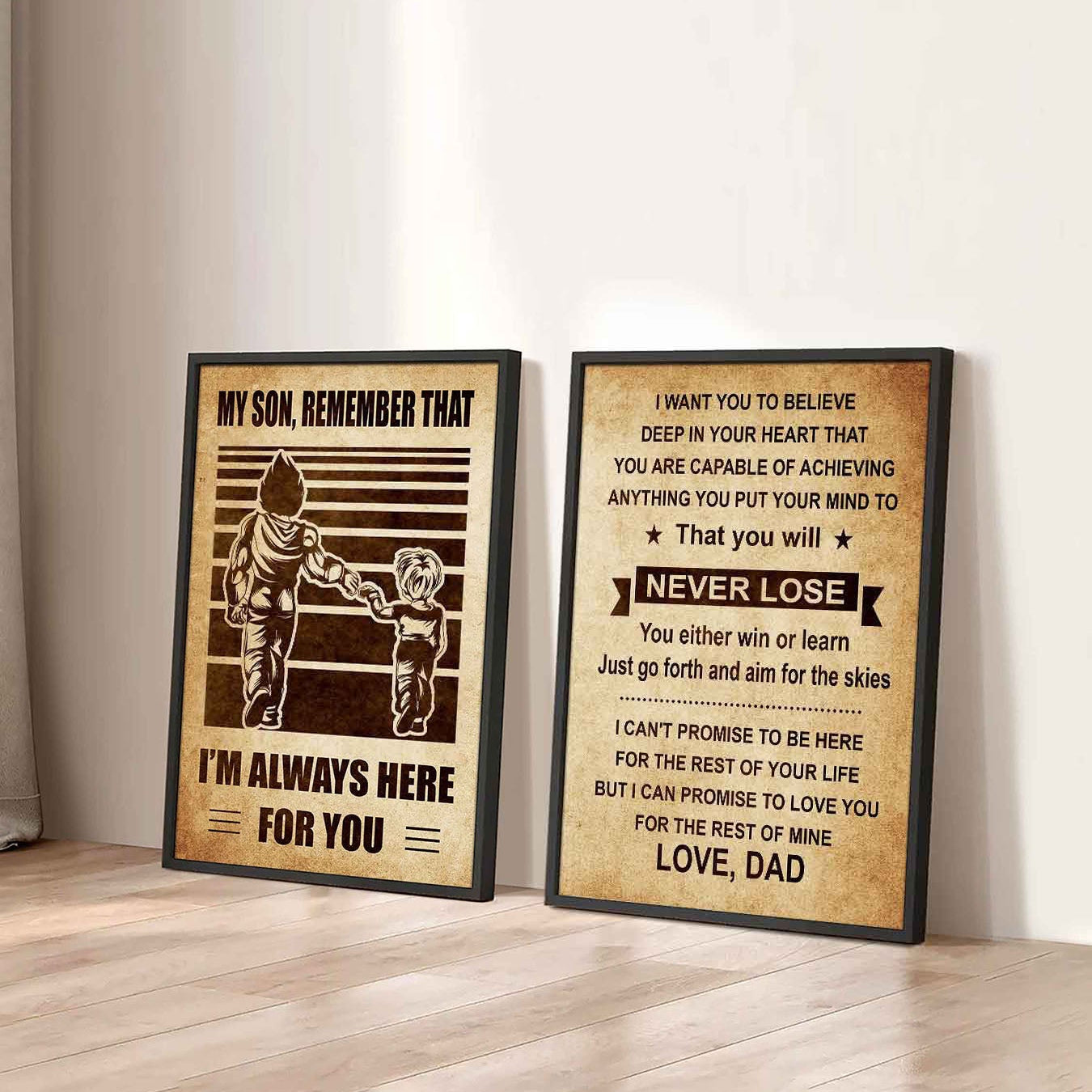 Combo 2 DRB Poster Canvas My Son Remember That - You Will Never Lose You Either Win Or Learn