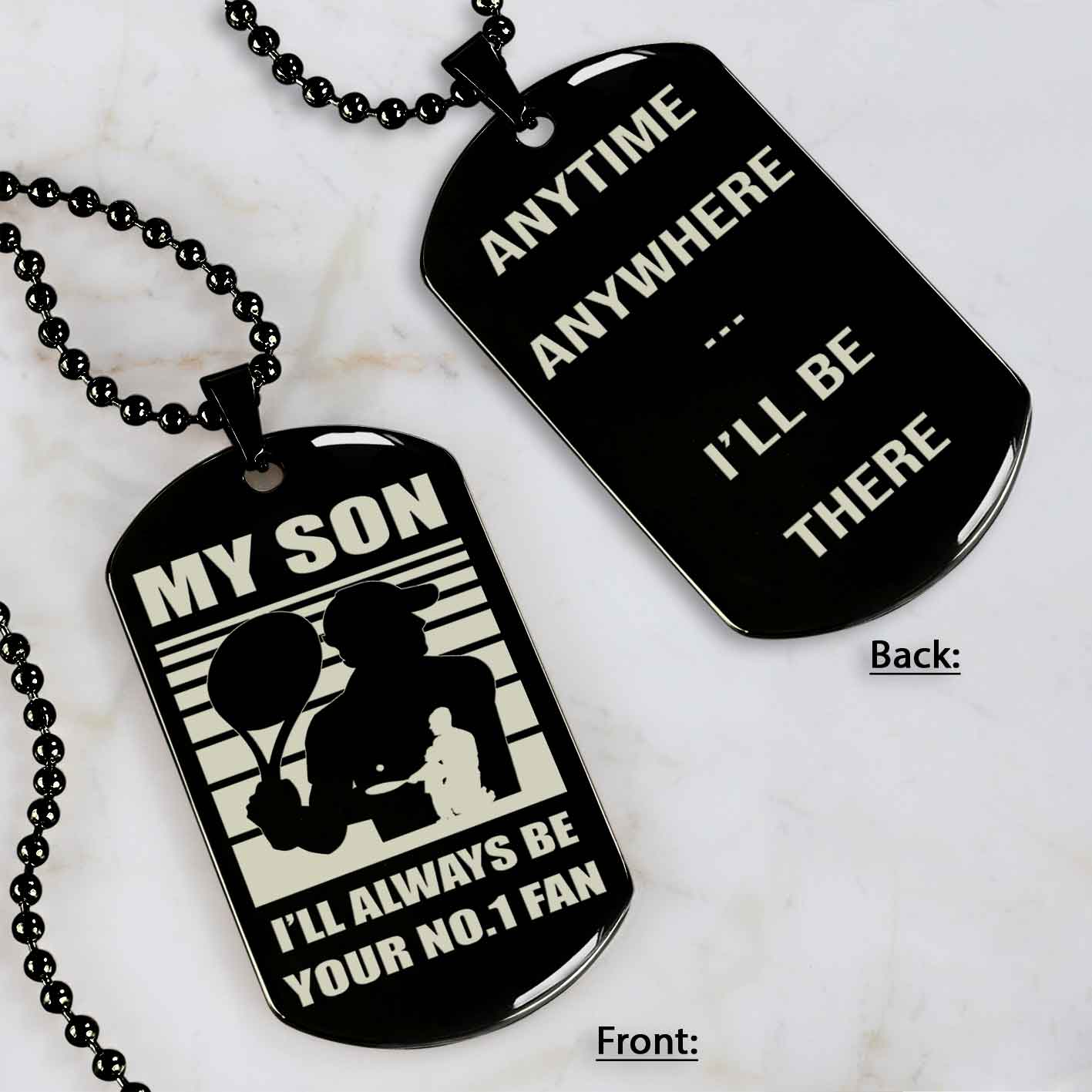 Sport Personalized Double Sided Dog Tag I Will Always Be Your No 1 Fan - Any Time Any Where I Will Be There Gift From Dad To Son
