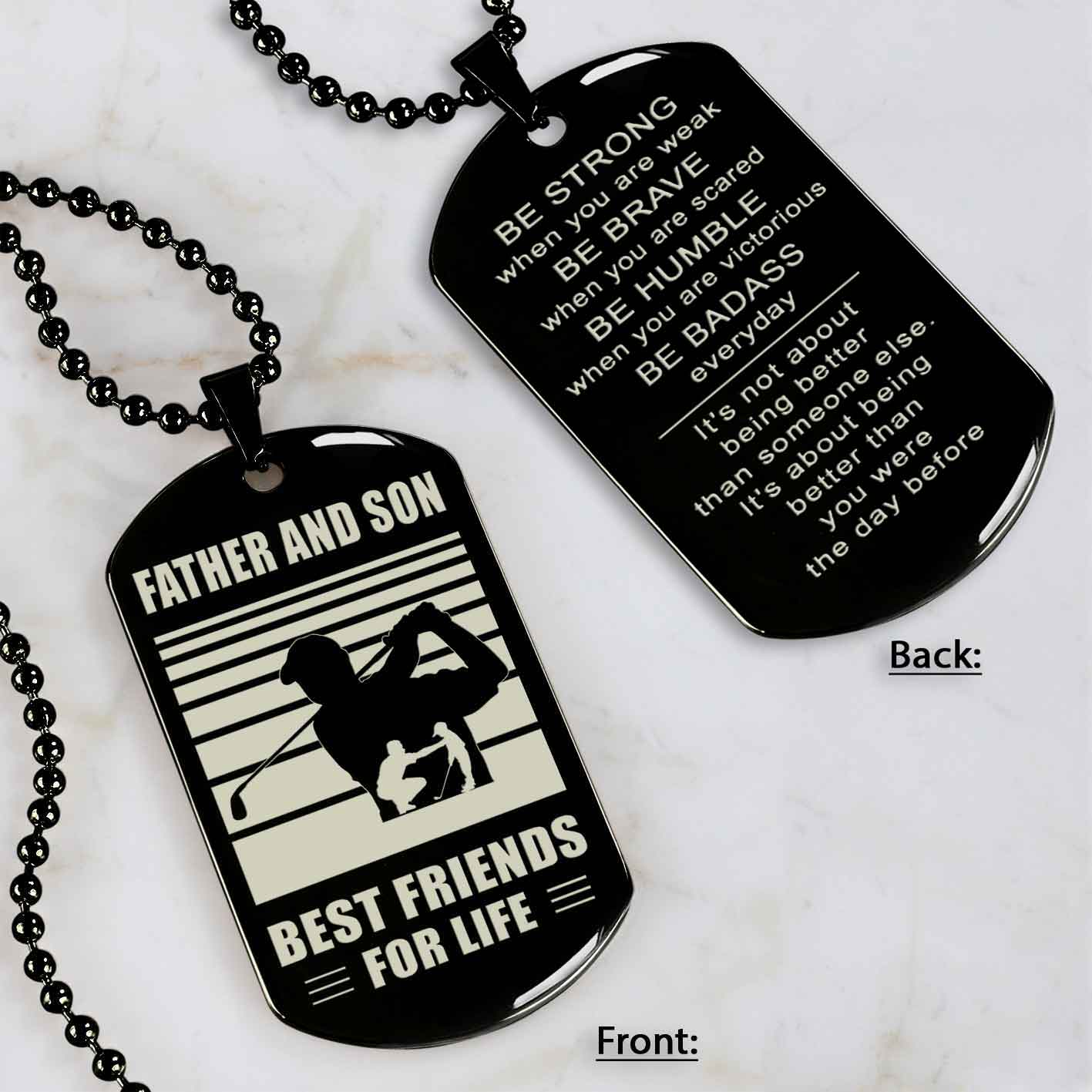 Basketball Personalized Double Sided Dog Tag Father And Son Best Friends For Life Message on the back side New Version