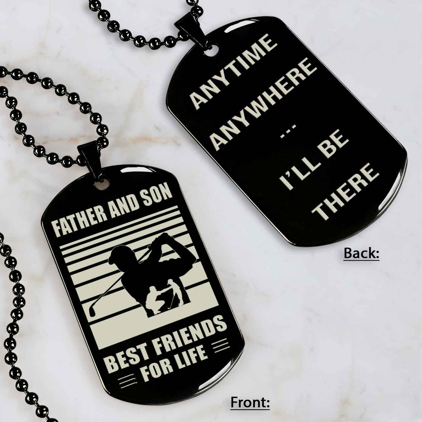 Basketball Personalized Double Sided Dog Tag Father And Son Best Friends For Life Message on the back side New Version